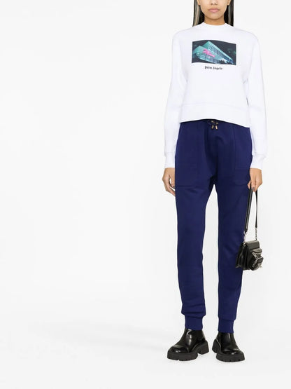 Graphic-Print Cropped Sweatshirt
