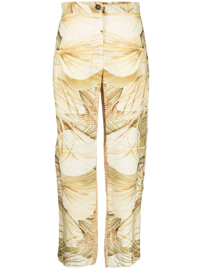 Nature-Print Straight Trousers