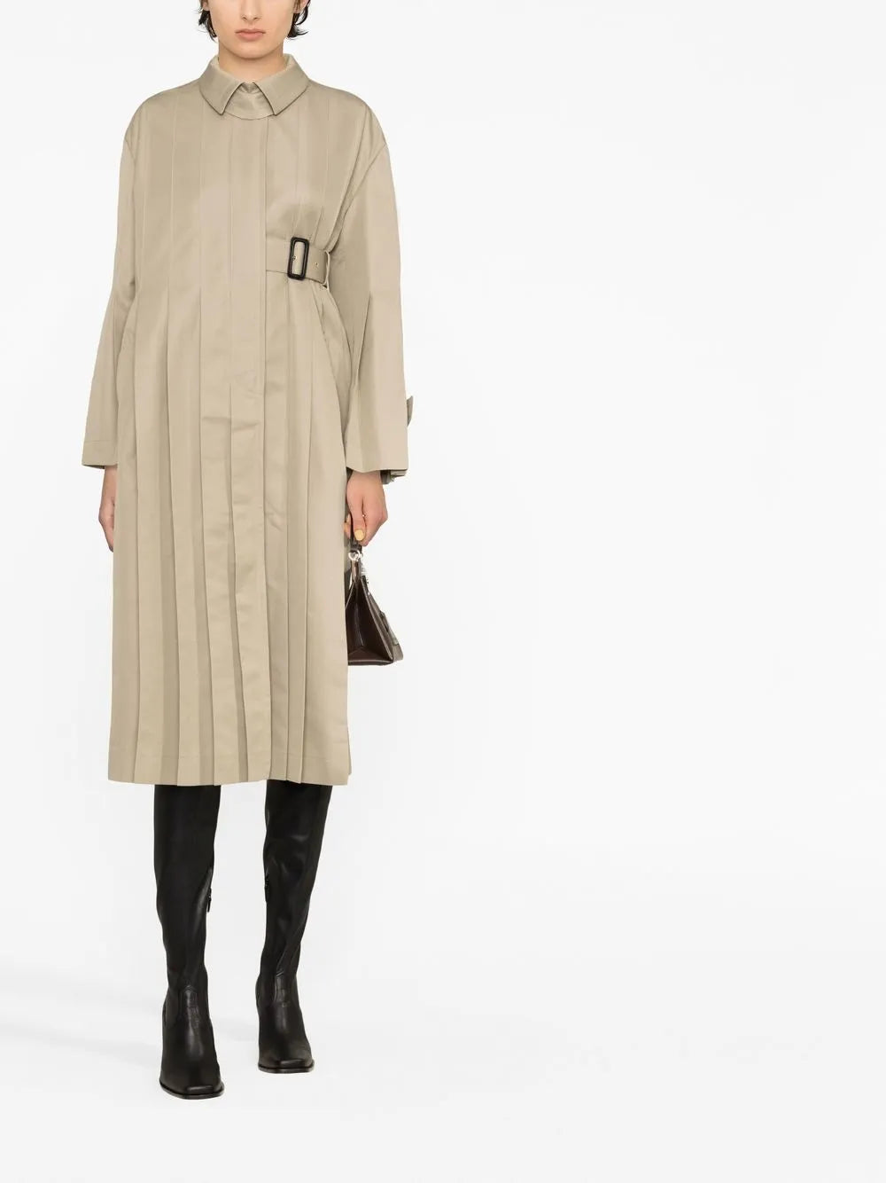 Asymmetric Pleated Trench Coat