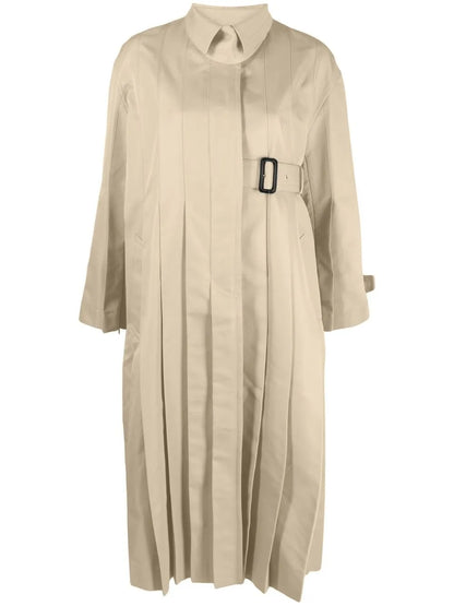 Asymmetric Pleated Trench Coat