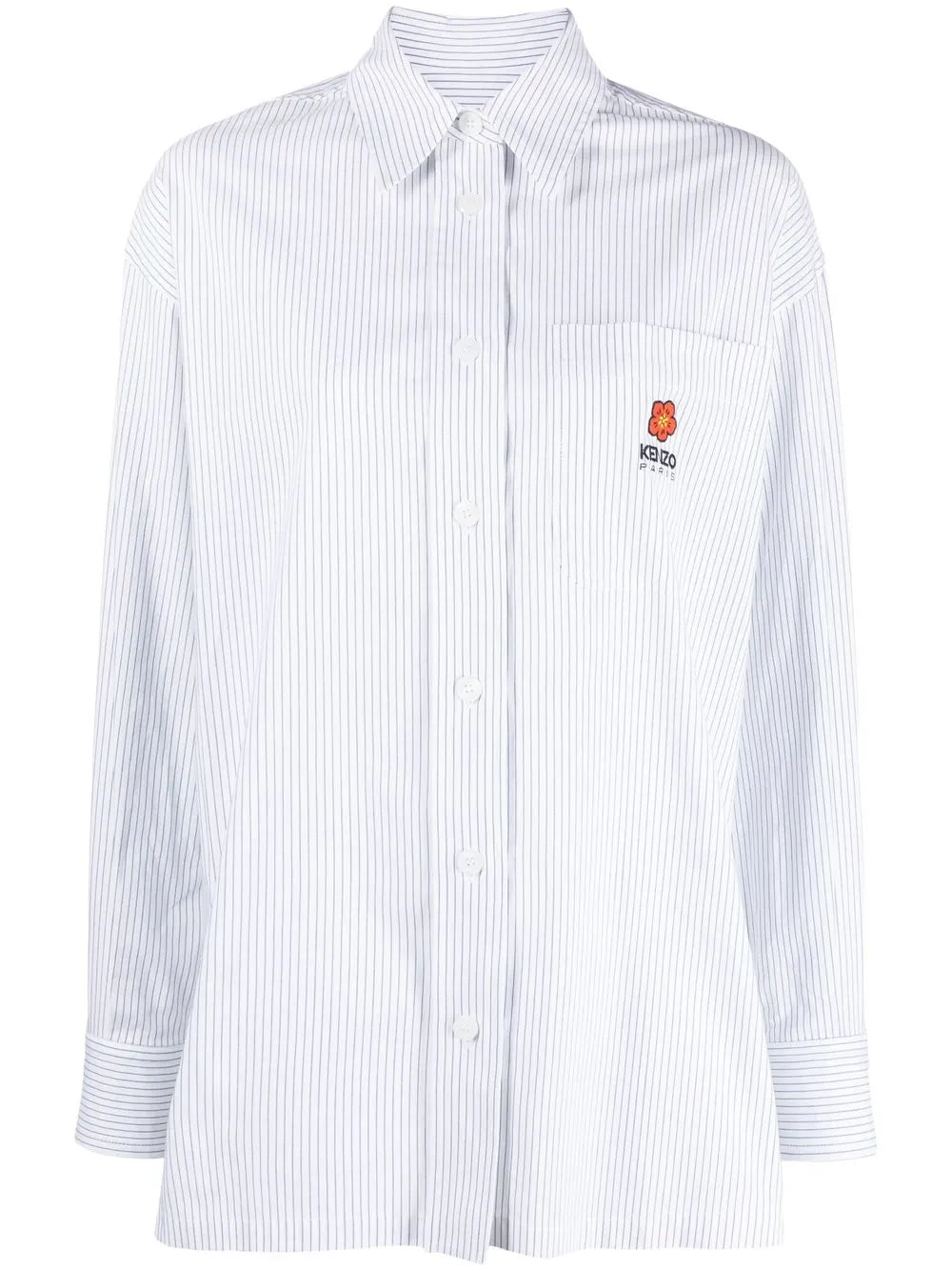 Embroidered-Logo Pinstripe Shirt