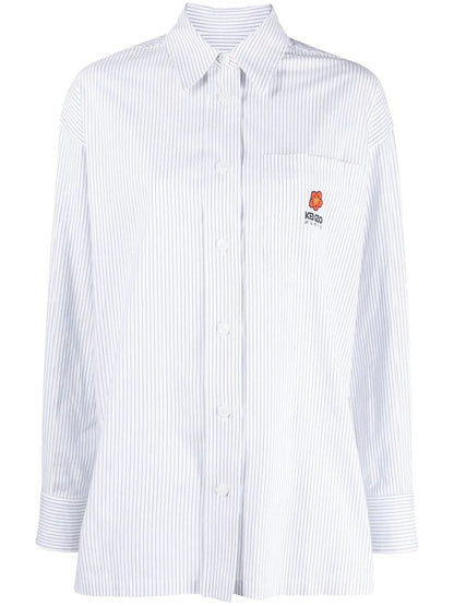Embroidered-Logo Pinstripe Shirt