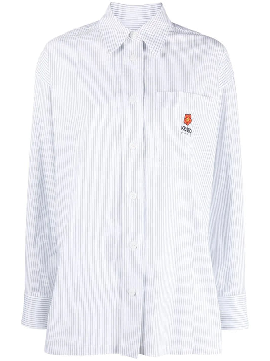 Embroidered-Logo Pinstripe Shirt