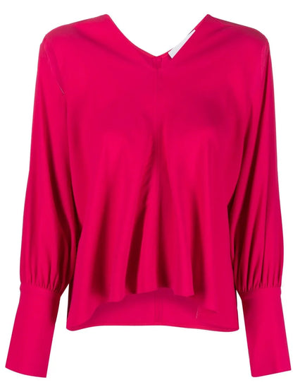 V-Neck Long-Sleeved Blouse
