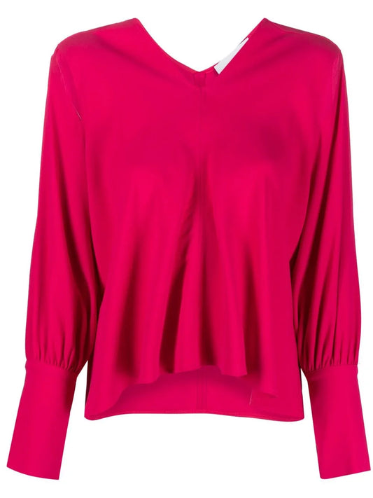V-Neck Long-Sleeved Blouse