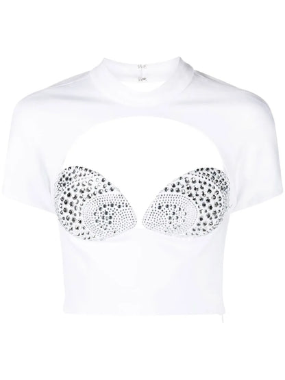 Mussel Cup Crystal-Embellished Top