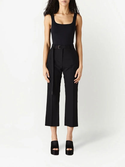 Suting Satin-Panel Cropped Trousers