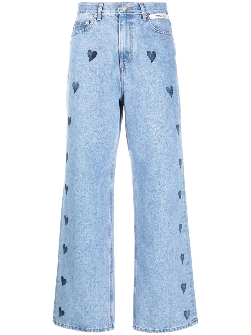 Heart-Print Flared Jeans