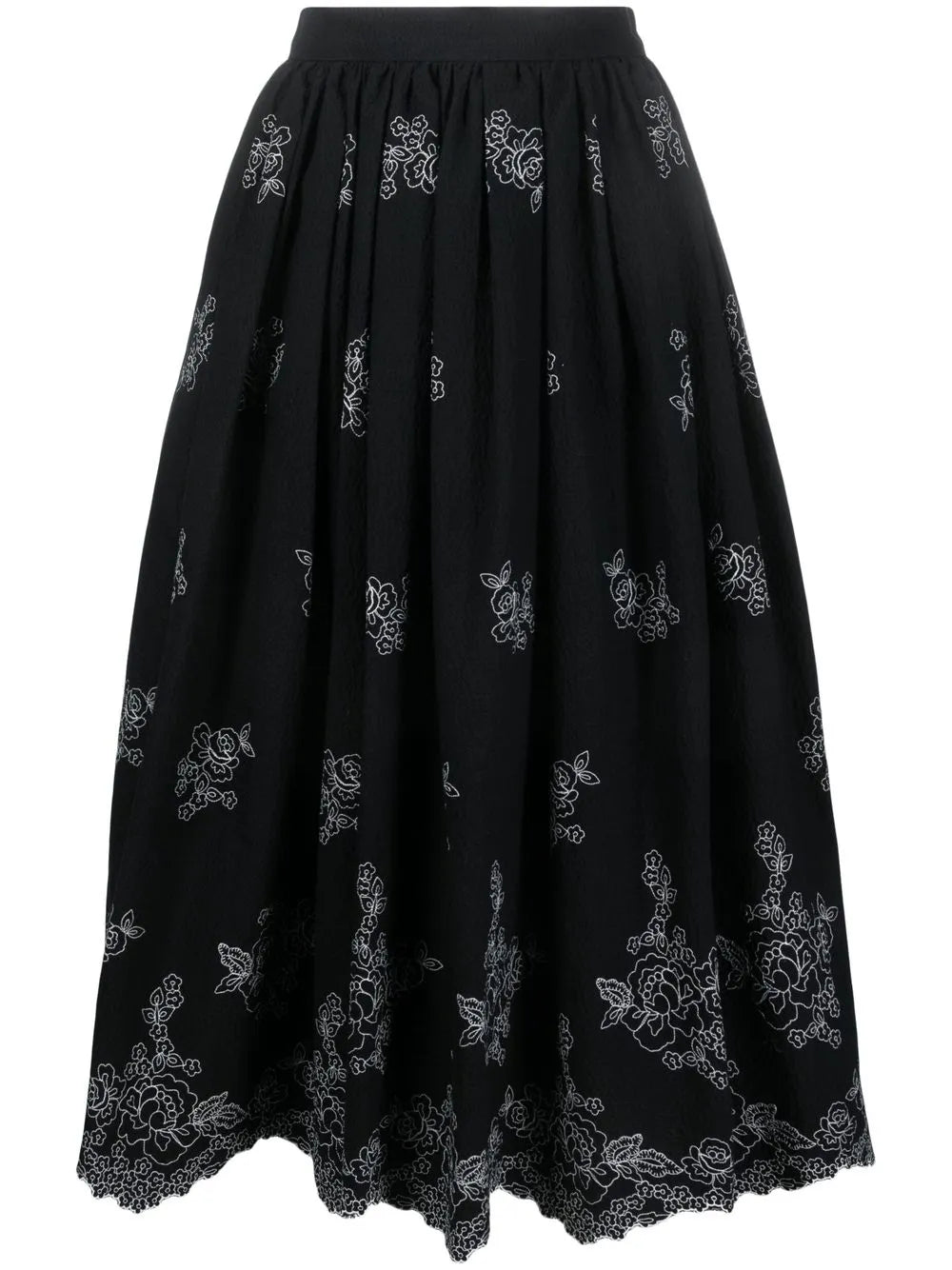 Fiona Floral-Embroidered Midi Skirt