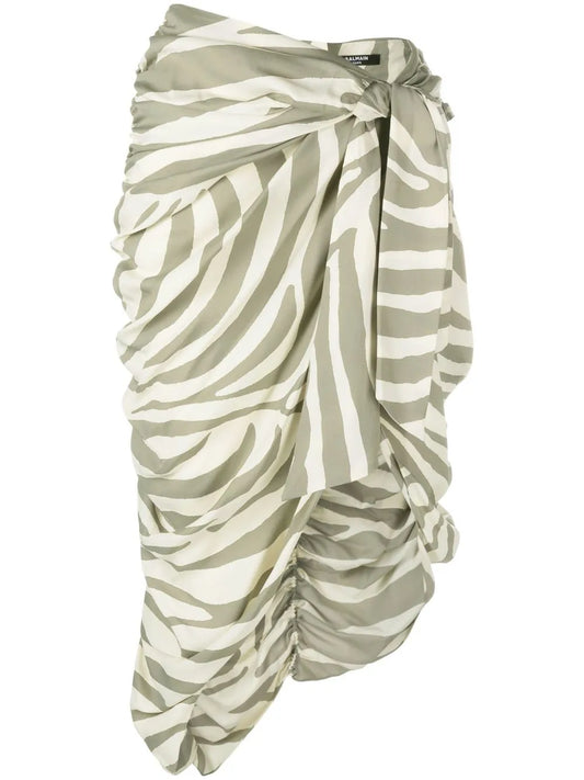 Zebra-Print Midi Skirt