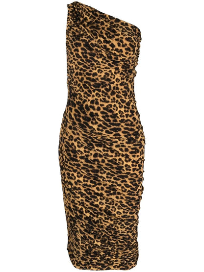 Leopard-Print Midi Dress