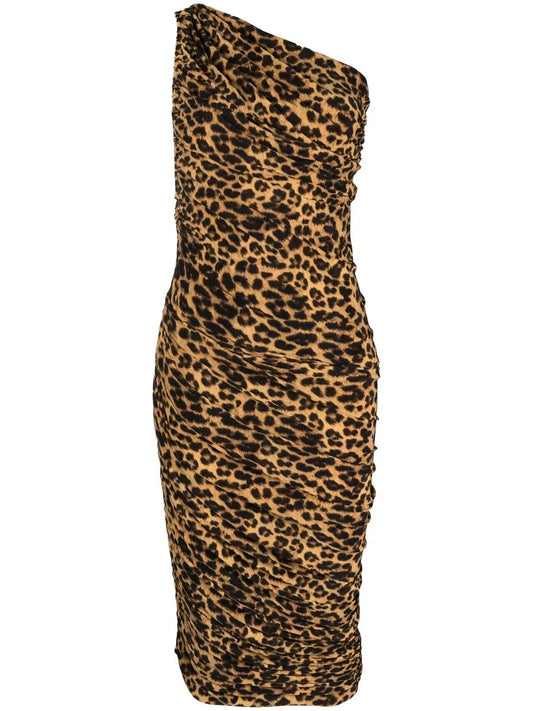 Leopard-Print Midi Dress