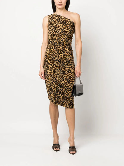 Leopard-Print Midi Dress