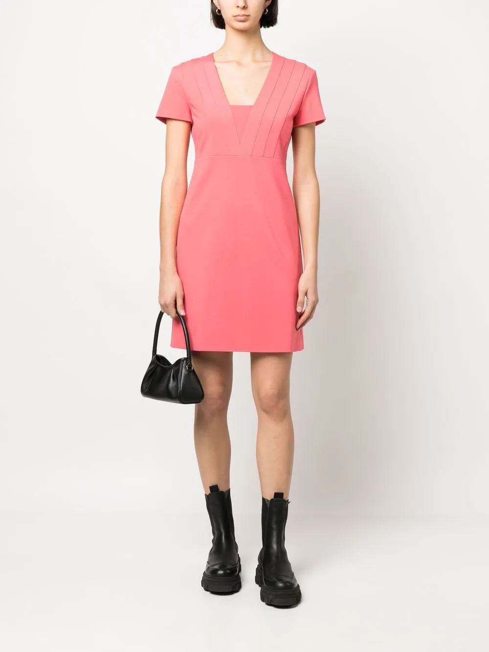 Square Neck Salmon Short Dress