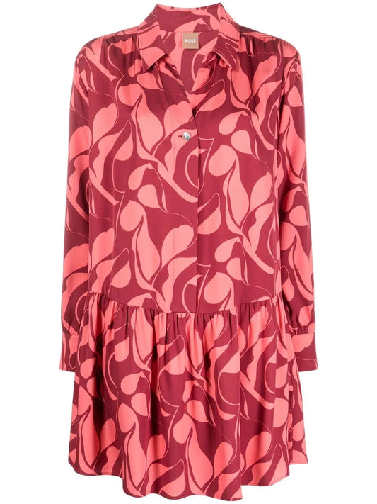 Abstract Short Shirt Dress