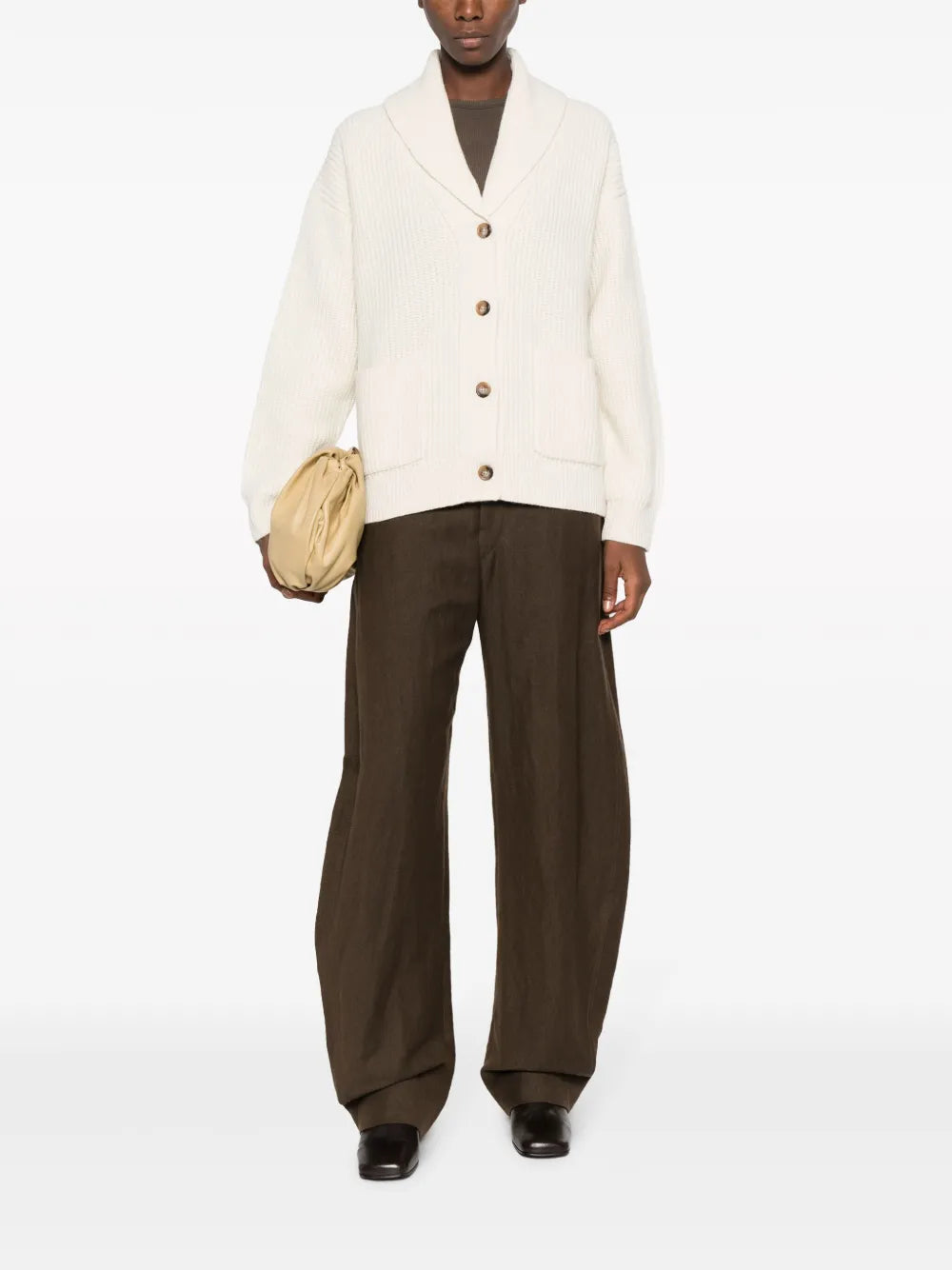 Shawl-Collar Chunky-Knit Cardigan