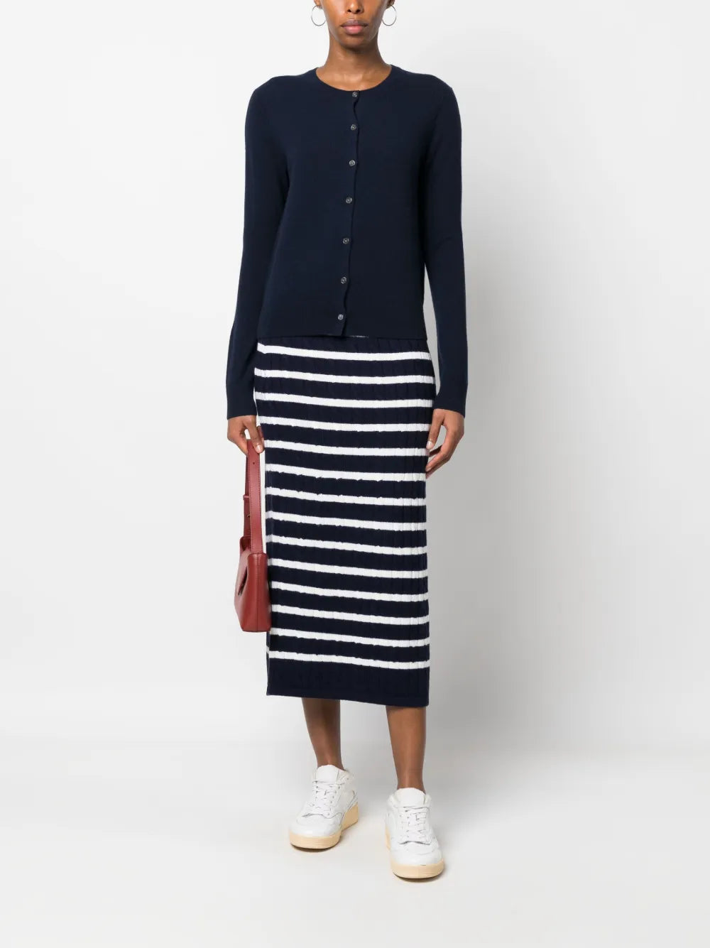 Ribbed-Knit Crew-Neck Cardigan