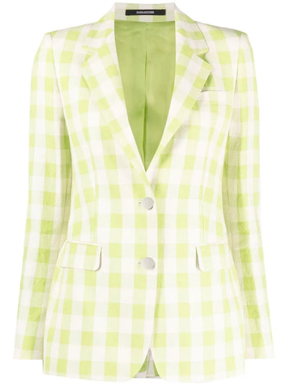 Check-Print Single-Breasted Blazer