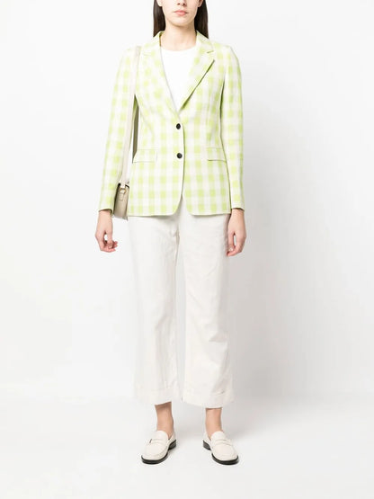 Check-Print Single-Breasted Blazer