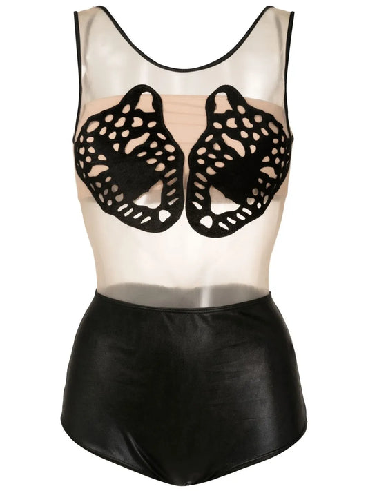 Leopard-Appliqué One-Piece