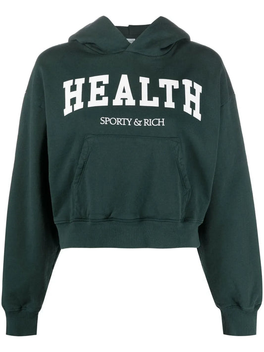 Health Cropped Cotton Hoodie