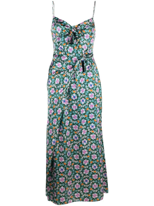 Floral-Print Silk Midi Dress