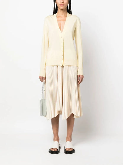 Fine-Knit V-Neck Cardigan