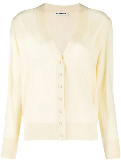 Fine-Knit V-Neck Cardigan