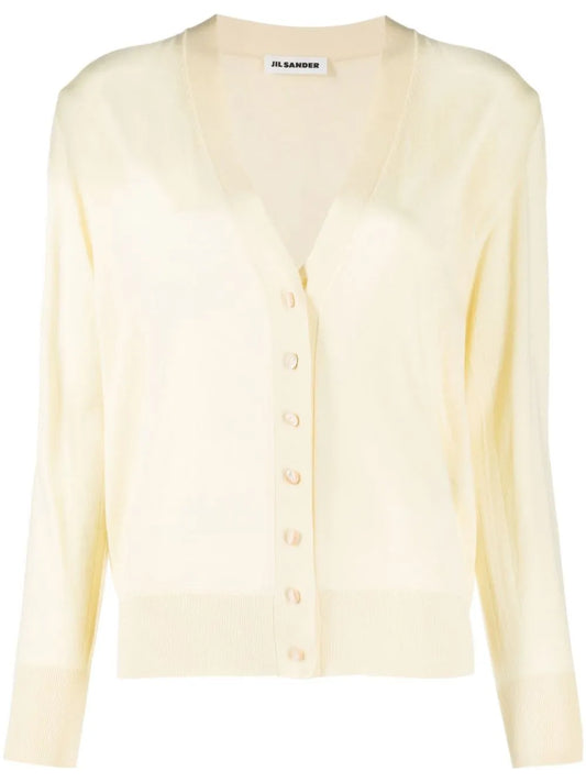 Fine-Knit V-Neck Cardigan