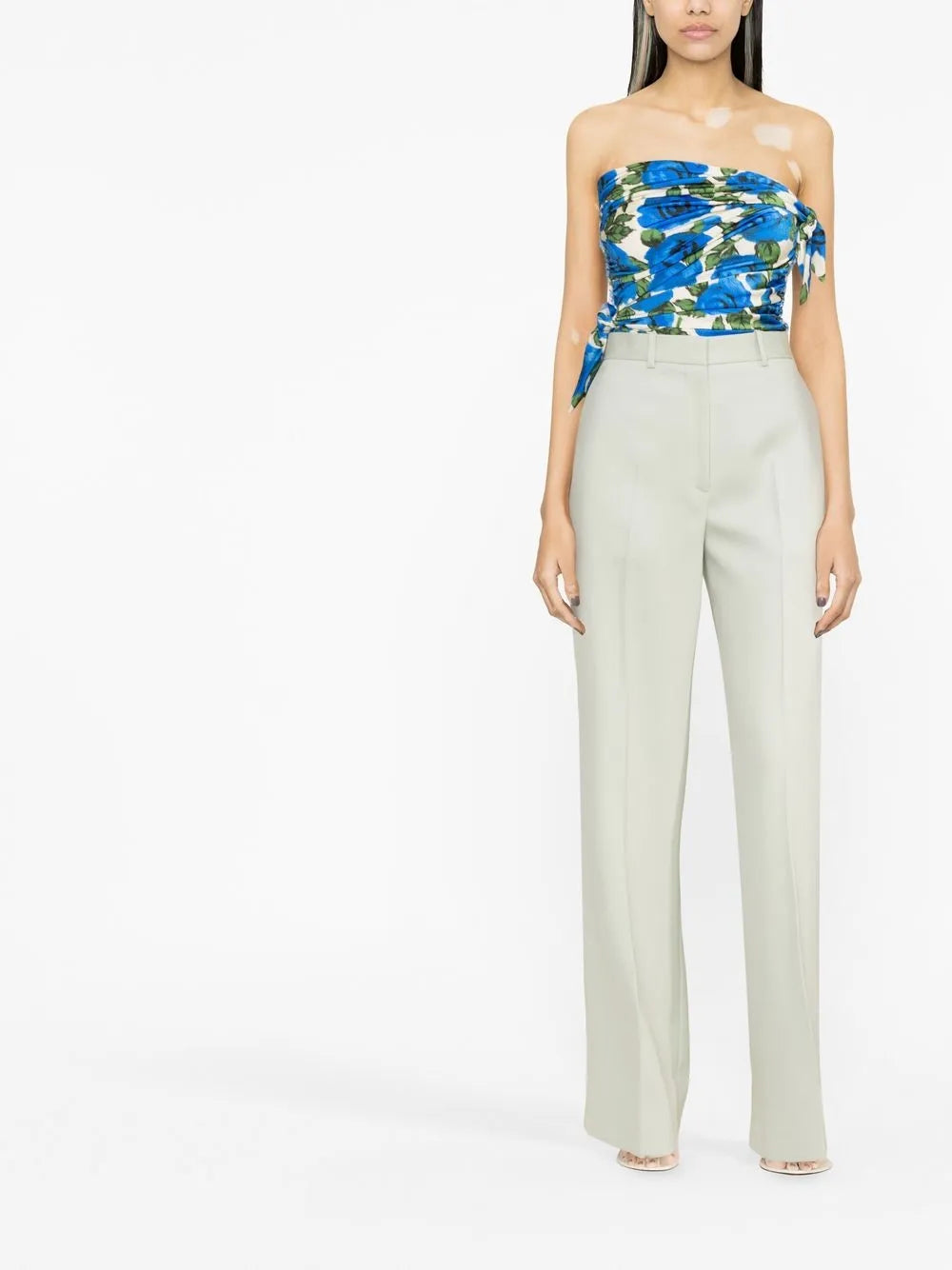 Floral-Print Strapless Top