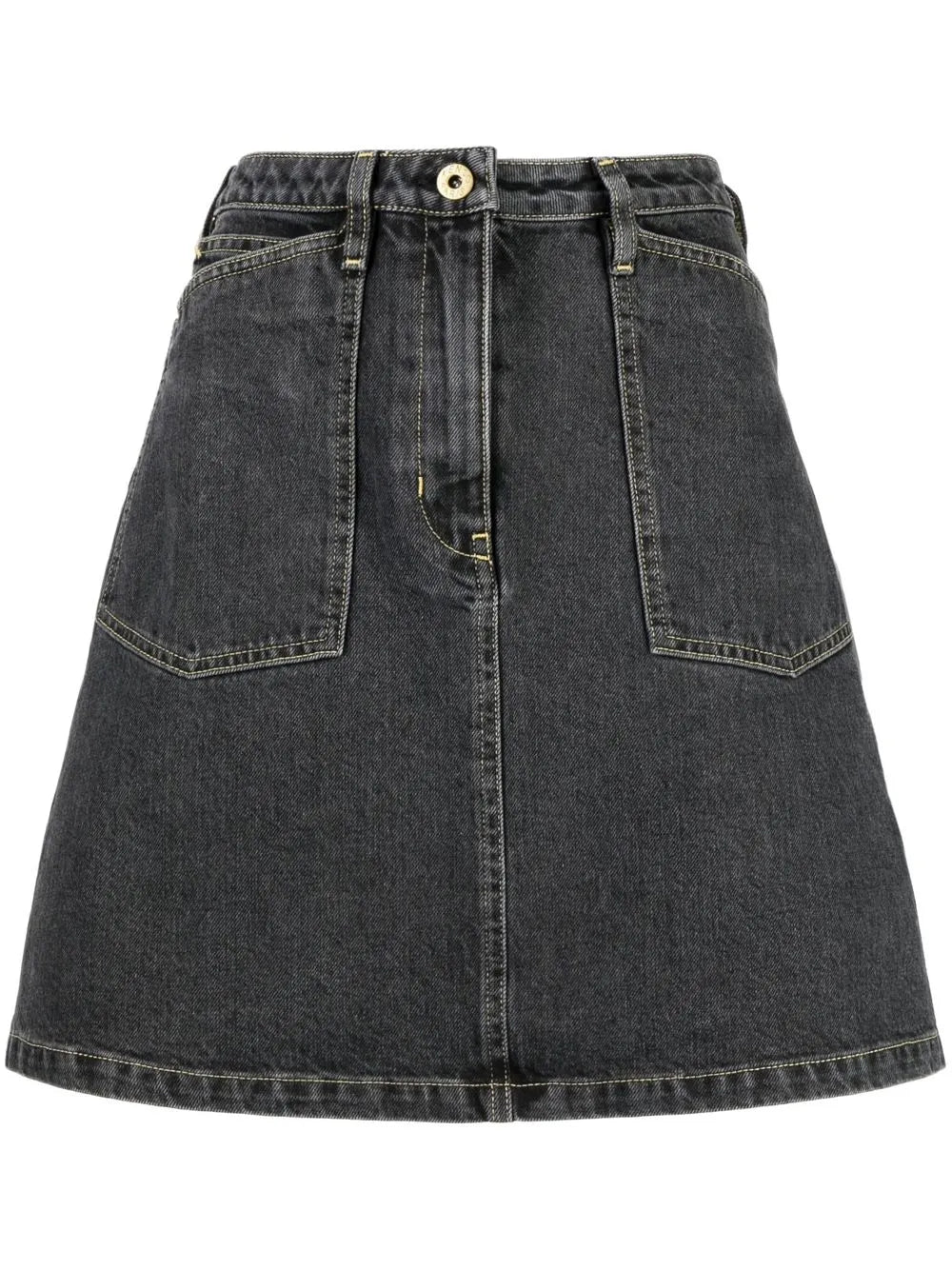 High-Waisted Bleached Denim Skirt