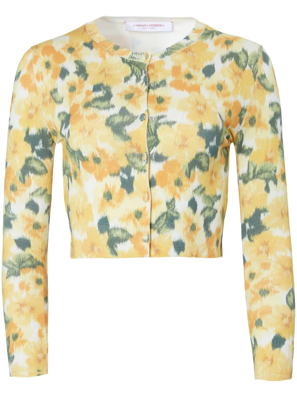 Floral-Print Fine-Knit Cardigan