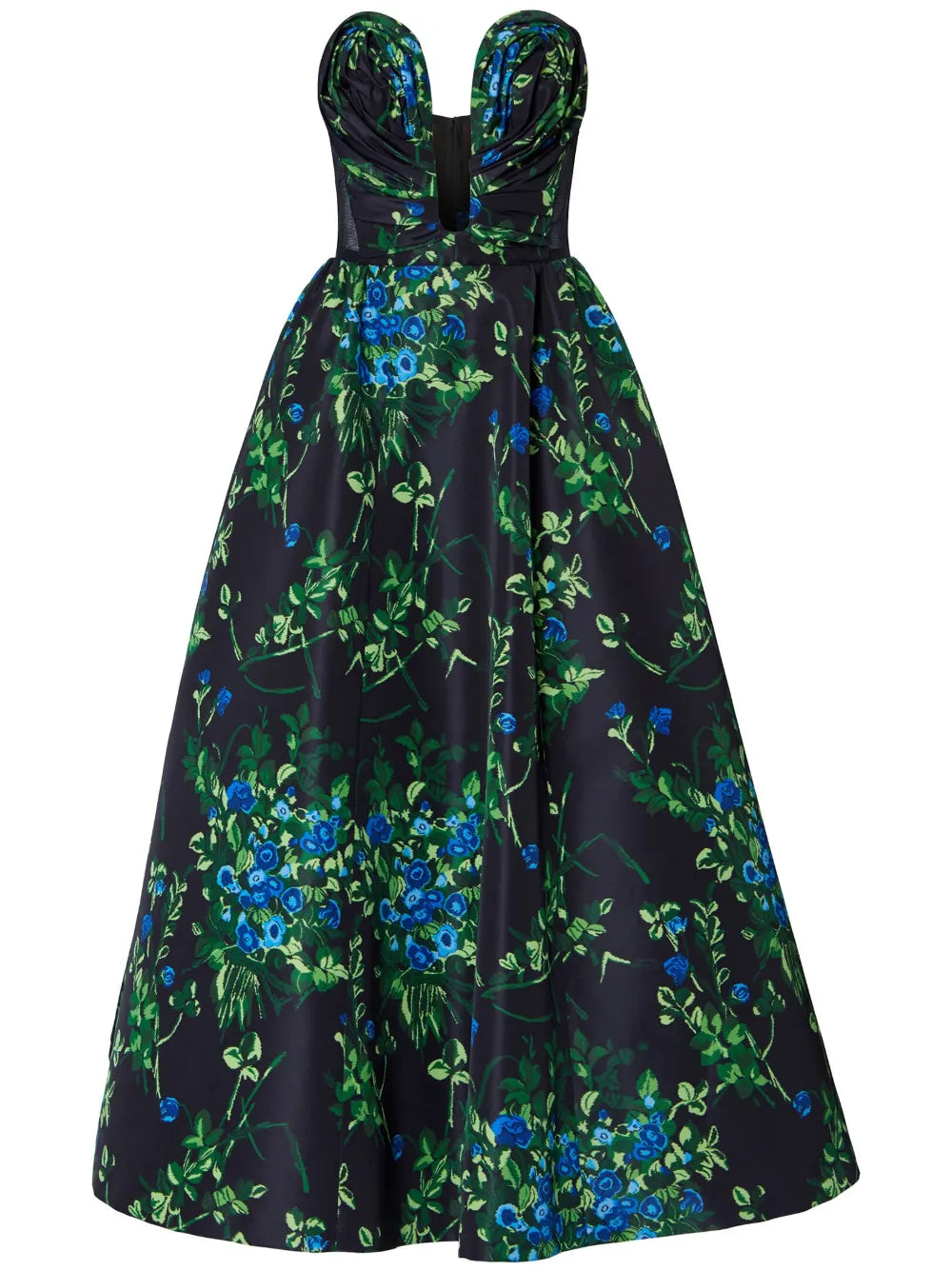Floral-Print Draped Gown Dress