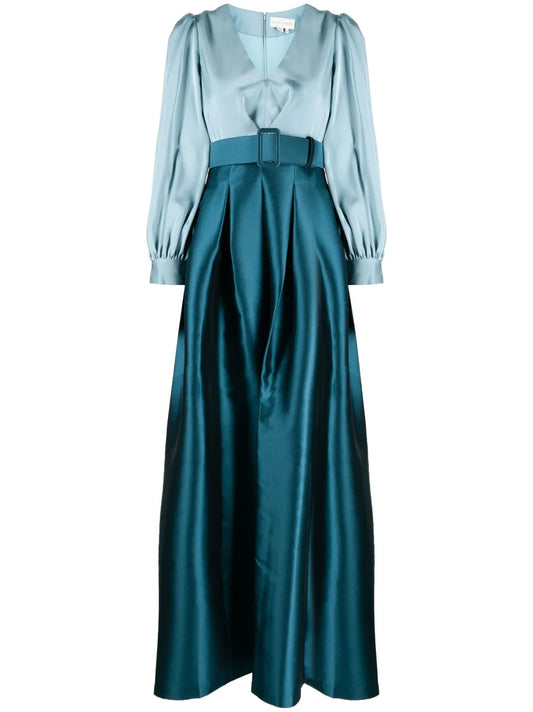 Zoe Belted Satin Gown
