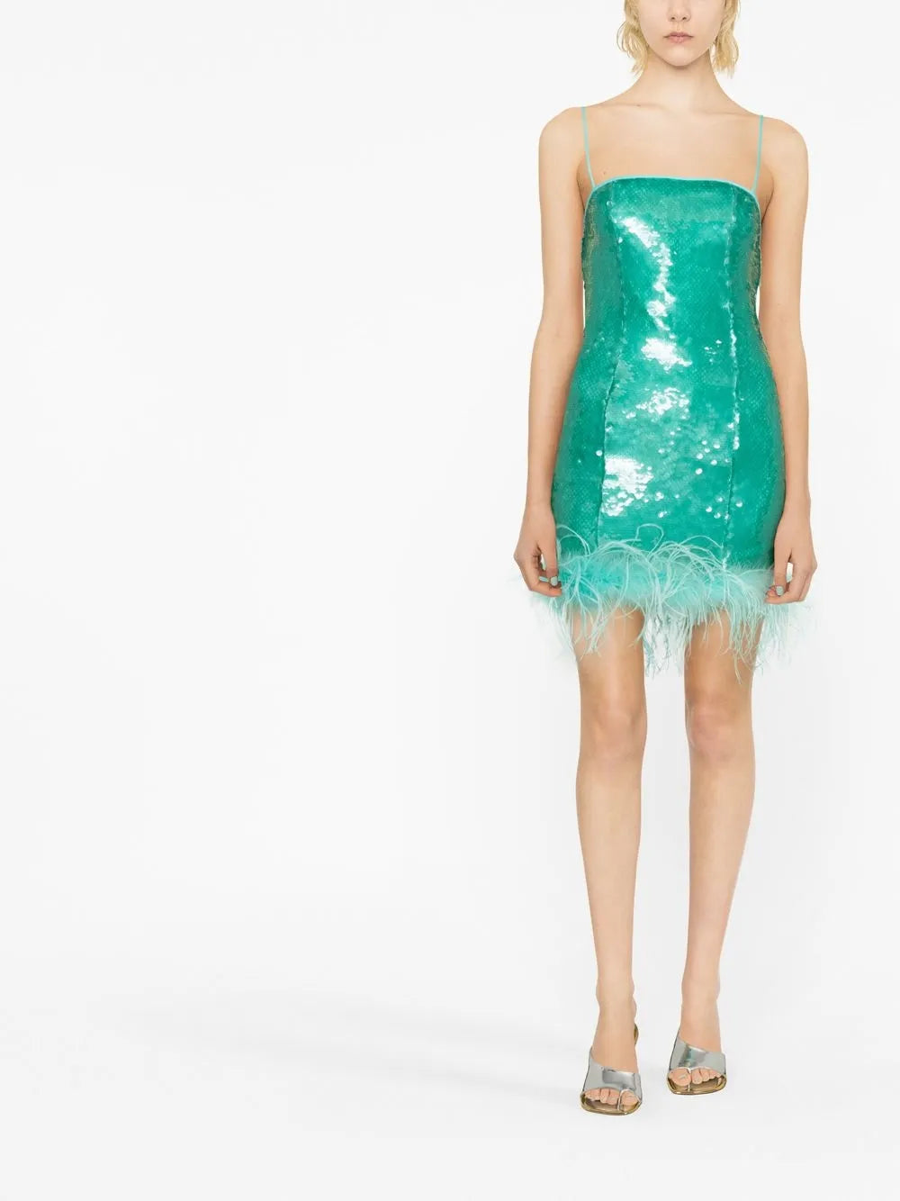 Feather-Trim Sequinned Minidress