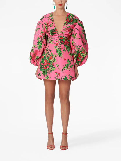 Floral-Print V-Neck Dress