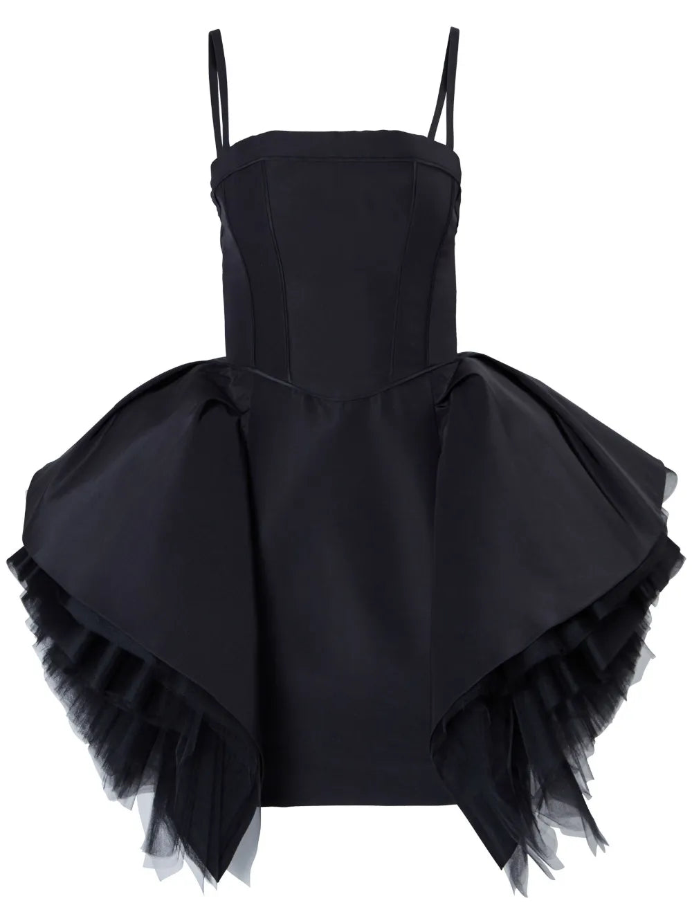 Ruffled-Tulle Silk Dress