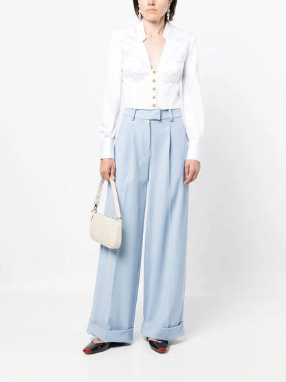 Button-Front V-Neck Shirt