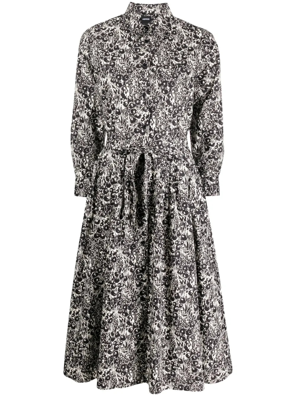 Graphic-Print Long-Sleeve Shirtdress