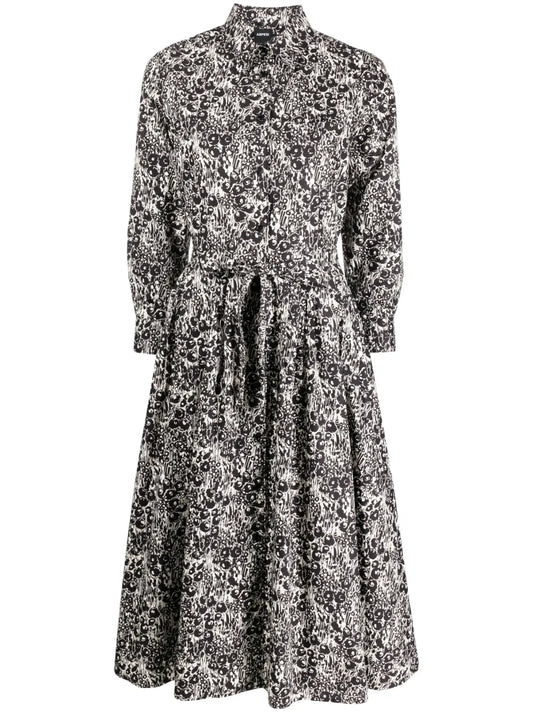 Graphic-Print Long-Sleeve Shirtdress