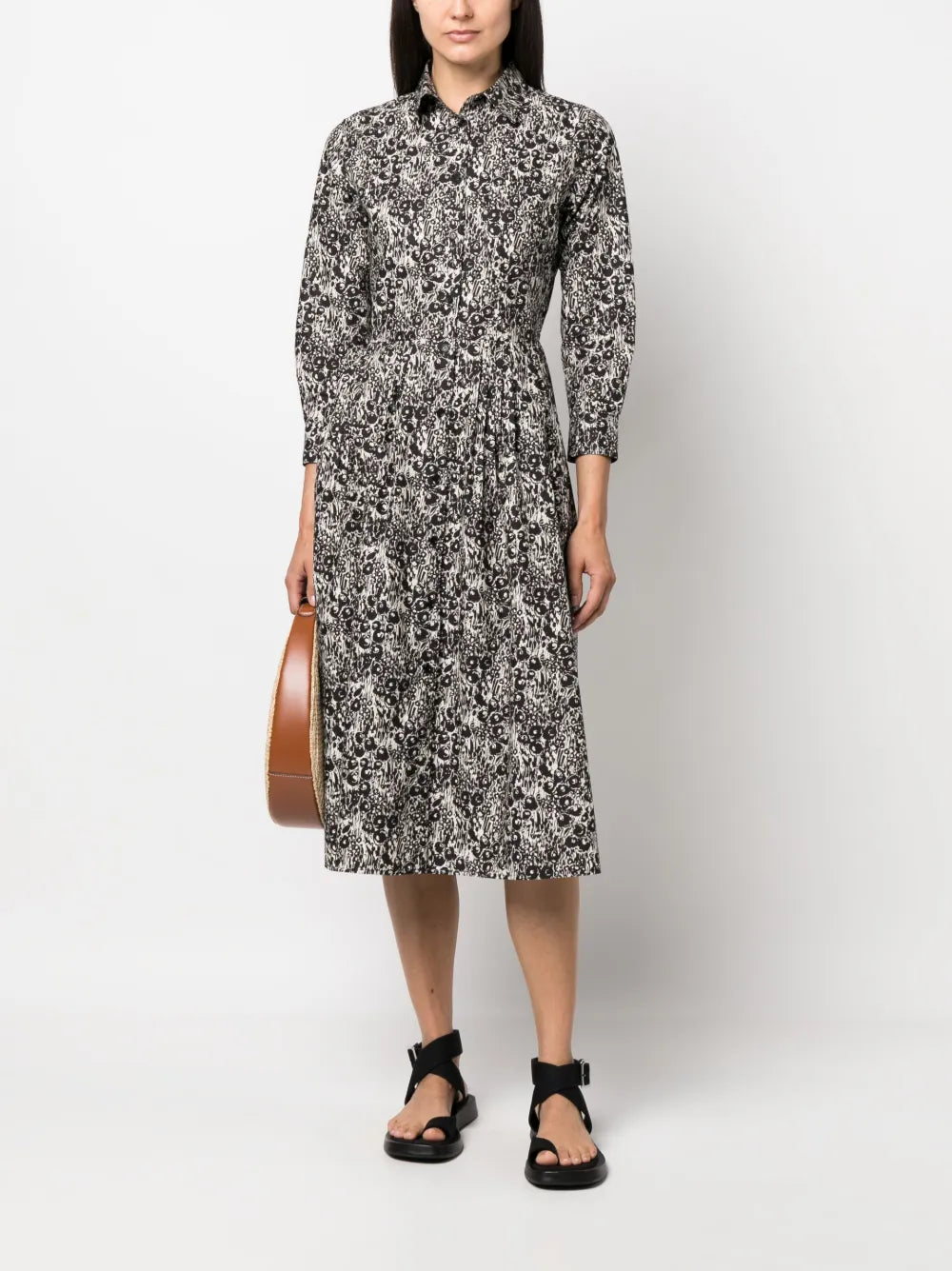 Graphic-Print Long-Sleeve Shirtdress
