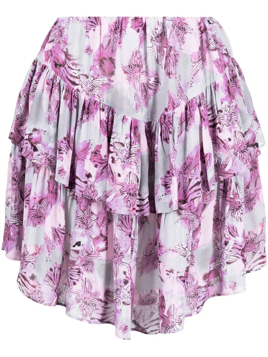 Floral-Print Tiered Skirt