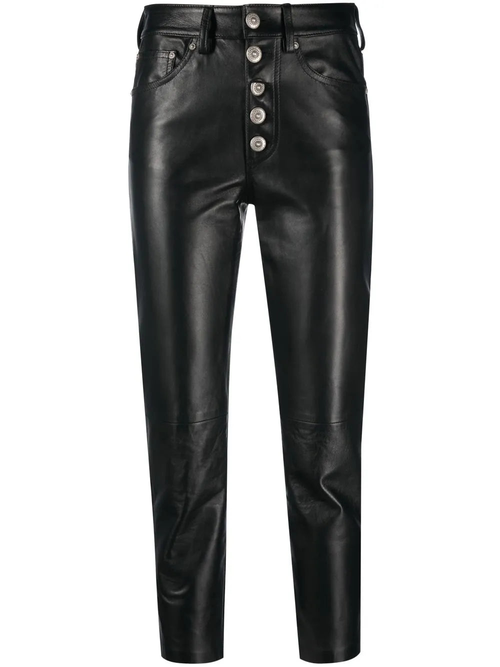 Leather High-Waisted Cropped Trousers