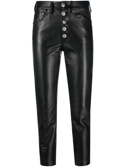 Leather High-Waisted Cropped Trousers