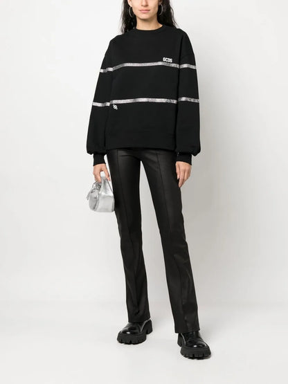 Crystal-Embellished Striped Sweatshirt