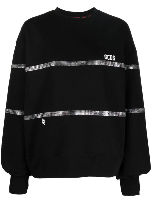 Crystal-Embellished Striped Sweatshirt