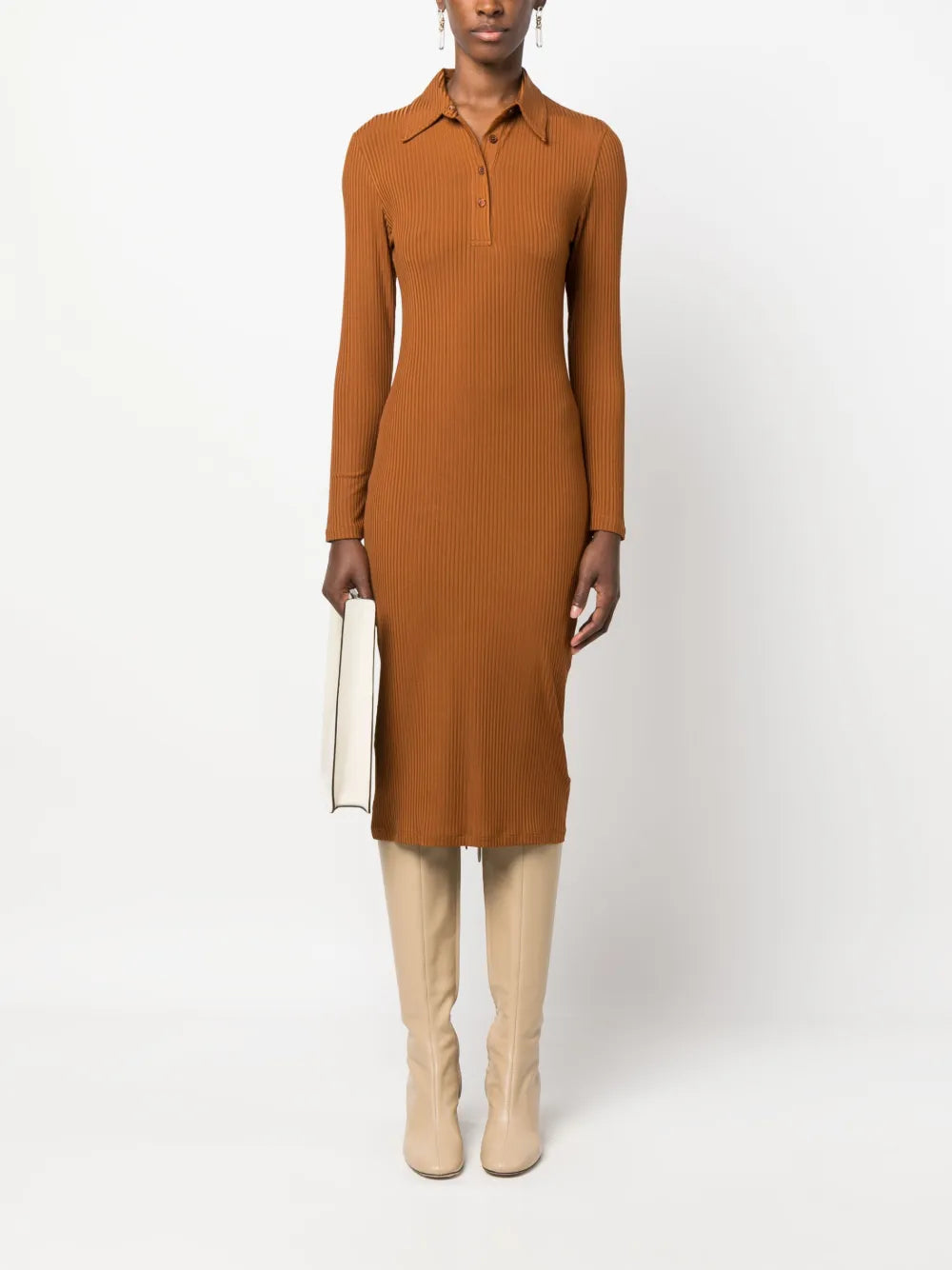 Ribbed Jersey Polo Dress