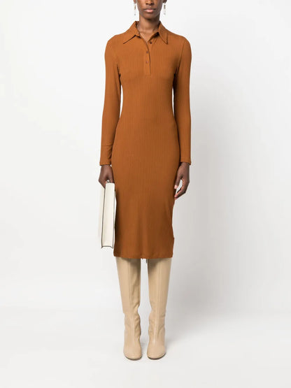 Ribbed Jersey Polo Dress