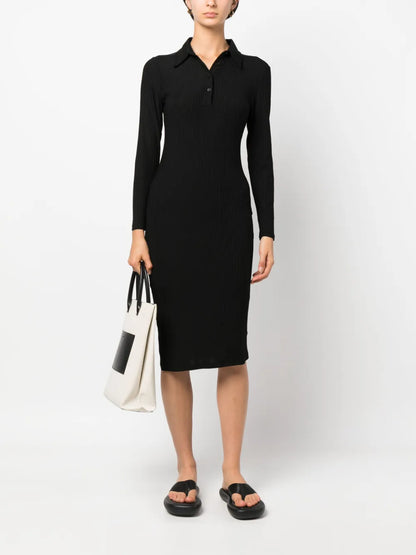 Ribbed Jersey Polo Dress