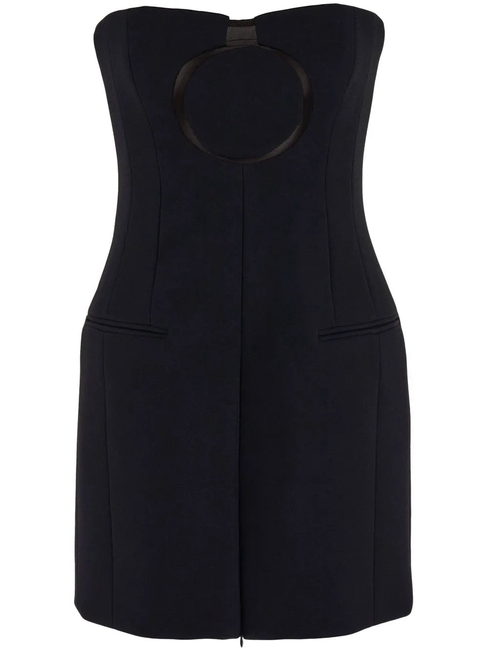 Circle-Print Strapless Fitted Top